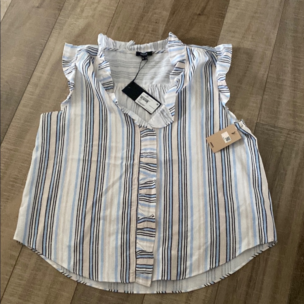 Striped Ruffle Sleeve Top